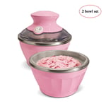 unknow Electric Ice Cream Machine Twin Cup, Portable Ice Cream Maker, Soft Serve Ice Cream Maker Home Pink
