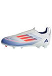 adidas F50 League Laceless Football Boots Firm Ground, Cloud White/Solar Red/Lucid Blue, 3.5 UK