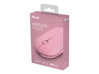 Trust Puck - Mus - Höger- Och Vänsterhänta - Optisk - 4 Knappar - Trådlös - Bluetooth, 2.4 Ghz - Trådlös Usb-Mottagare - Rosa