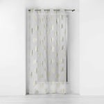 Douceur d'Intérieur, Sunny Gold Net Curtain with Eyelets 140 x 240 cm Metallic Printed Sandblasted