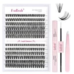 Fadlash Eyelashes Individual Kit 0.07 D Curl 8-16mm 40D+50D Eyelashes Extension Kit Natural Wispy Cluster Lashes With Lash Glue Bond And Seal,Tweezers Light Fluffy Diy At Home