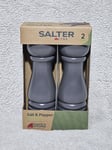 Salter Salt and Pepper Grinder Mills Seasoning Grinders Set In Grey, Kitchenalia