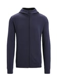 Icebreaker Men's Central Classic Long Sleeve Zip Hoodie - Merino Wool Midlayer Top, Zip up Sweatshirt, Running Top - Midnight Navy, M