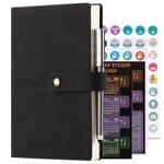 Academic Diary 2025, Daily Planner, A5 Day Per Page,Daily Diary from Jan 2025 - Dec 2025,Hard Cover Organisers Journals with Pen,Bookmark,Monthly Tabs,Stickers and Inner Pocket-14.5x21.5 cm (Black)