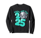 New Year 2025 Disco Ball Party NYE New Year Eve Retro Aqua Sweatshirt