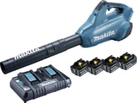 Batteridriven lövblås Makita DUB362PT4; 2x18 V; 4x5,0 Ah batt.