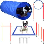 Froadp - Kit d'équipement d'agilité pour Chiens, Set de Formation pour Animaux de Compagnie avec Tunnel pour Chien, Barre d'obstacle Anneau de Saut