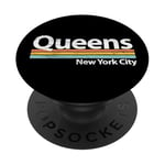 Queens New York City - NYC - Retro Stripes - Classic PopSockets PopGrip Adhésif