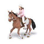 Papo - Lot de 2 figurines - Collection Papo – Chevaux, Poulains et Poneys - Cavalière fashion hiver + Cheval de la cavalière fashion hiver