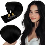 RUNATURE Longue Extension Keratine Cheveux Naturel Noir 22 Pouces/55cm Extension Cheveux Naturel Keratine 1g Noir Extension Keratine Cheveux Naturel 50 Mèches/50g #1