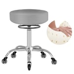 OUTMASTER Tabouret sur roulettes réglable en hauteur - 50-62 cm - Charge maximale : 180 kg - Tabouret pivotant à 360° - Pour salon et spa - En cuir - Gris