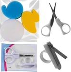Baby Sponges and Manicure Set with Scissors & Nail Clippers WHITE for New born