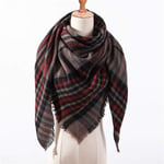 Tartan Echarpe Châle Écharpe d'hiver Femmes Tricoté À Carreaux Écharpes Chaudes Triangle Châles Enveloppent Chaud Cachemire Femme Foulard Pashmina Bandana-E