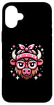 iPhone 16 Plus Bison Pink Bandana Glasses Buffalo Cow Case