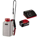 Einhell Pulvérisateur à pression sans fil GE-WS 18/150 Li-Solo Power X-Change (18 V, réservoir de 15 L, buse en laiton, lance de pulvérisation en acier inoxydable) avec chargeur et batterie 5,2Ah