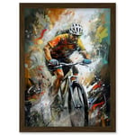 Bicycle Race Cyclist Racing Sport Action Shot Artwork Framed Wall Art Print A4