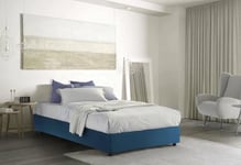 Talamo Italia - Lit double Azzurra, Lit coffre en tissu, Ouverture frontale, adapté pour matelas 140x190 cm, 100% Made in Italy, Bleu