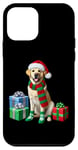 Coque pour iPhone 12 mini Yellow Lab Labrador Bonnet de Père Noël pour chien