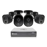 Swann Security CCTV Kit, 4 Channel 1080p Full HD 1TB HDD DVR-4580 with 4 x PRO-1080MSB Black Enforcer Bullet Analogue CCTV Cameras - Works with Google Assistant and Alexa