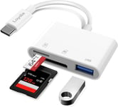 Usb C Lecteur De Carte Sd, Lecteur De Carte Sd Avec Sd/Micro Sd/Usb 3 Slots, Usb Otg Mémoire Externes, Adaptateur Carte Sd Pour Iphone 15 Pro, Macbook, Galaxy S20/S21/Android Devices