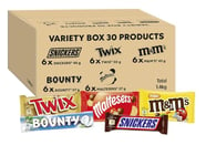 Maltesers, Snickers, Twix & More Milk Chocolate Gift Hamper Variety Selection Box Bulk, 30 Bars, 1.4kg