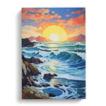 Seascape Hard Edge Painting Art Canvas Print for Living Room Bedroom Home Office Décor, Wall Art Picture Ready to Hang, 30x20 Inch (76x50 cm)