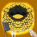 SOLARBABY Guirlande Lumineuse Solaire d'Extérieur, 50M 500 LED Noel Guirlande Lumineuse Extérieur, 19 Modes Led Solaire Extérieur Guirlande Lumineuse IP65 Étanche pour Jardin Noël Fête, Blanc Chaud