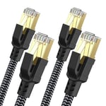 CABNEER Câble Ethernet 2M 2 Pièces, RJ45 Cat 8 Câble Réseau 40Gbps 2000MHz Haut Débit S/FTP Câble, Nylon Tressé Double Blindage LAN Câble Internet Compatible avec Routeur Modem TV