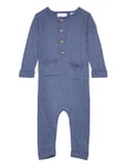 Cotton-Knit Jumpsuit Blue Mango