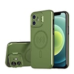 Coque magnétique pour iPhone 11 Compatible avec MagSafe,Support Bague de caméra intégré Étui téléphone Portable,Antichoc blindé Militaire Robust Duty Stand Étui pour iPhone 11 -Vert