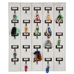 Biscottini Porte clé murale 25 crochets en bois L50 x PR5 x H60,5 cm – Porte-clés murales – Tableau porte-clés – Porte-clés mural pour entrées