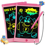 TEKFUN Lot 2 Tablette Dessin Enfants 8,5 Pouces LCD Ardoise Magique, Jouets Enfant 3 4 5 6 7 Ans Filles Garçons, Jouets éducatifs Cadeaux D'anniversaire de Noël pour filles Garçons (2*Rose)