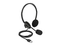 DeLOCK USB Stereo Headphones with Microphone, Volume Control for PC and Notebook - Ultra Light