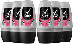 Sure Men Original Dry Roll On 48h protection against sweat and odour, Pack of 6