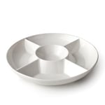 Lacor - 61242 - Assiette en Porcelaine, Assiette en Porcelaine Blanche, Plateau en Porcelaine, 5 Compartiments, Robuste et Durable, Va au Lave-vaisselle, au Four et au Micro-ondes, Dimensions: 25.5 cm