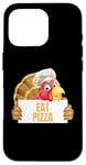 Coque pour iPhone 16 Pro Un cuisinier drôle de Thanksgiving à la dinde mange une pizza