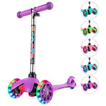 WeSkate Trottinette Enfant 3 Roues pour Débutants Filles Garçons de 4 à 8 Ans,Mini Patinette avec Roues Lumineuses et Guidon Réglable sur 3 Niveaux Légère et Facile à Transporter