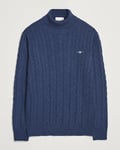 GANT Cotton Cable Turtle Neck Dark Jeans Blue Melange