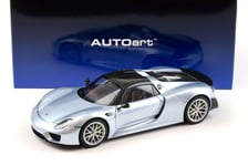 1:18 AUTOart Porsche 918 Spyder Weissach Paquet 2013 Liquid Métal Chrome Bleu 7