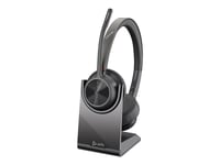 Poly Voyager 4320-M - Voyager 4300 UC series - micro-casque - sur-oreille - Bluetooth - sans fil, filaire - USB-C - noir - certifié Zoom, Certifié pour Microsoft Teams