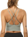 Sykooria Femme Soutien Gorge Sport Coussinets Amovibles Élastique Brassière Sport Yoga, Course à Pied, Danse sous-vêtements de Sport,M,Vert