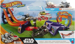 Hot Wheels Star Wars Grogu's Great Race Track & 2 Vehicle Set New Kids Toy 4+