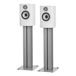 Bowers & Wilkins 607 S3 Bookshelf Speakers White with FS-600 S3 Silver Stands