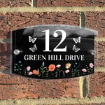 Contemporary House Sign Floral Door Sign Personalised Name Plate Acrylic Sign