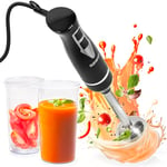 Duronic Hand Blender HB35C, Stick Blender with Dual Stainless Steel Blades, 40cm Handheld Immersion Handheld Blender, 2 Beakers, Hand Held Mixer for Food, Smoothies, Juice, Baby Food Maker - 350W