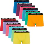 ANTONIO ROSSI (12-Pack) Men's Fitted Boxer Hipsters - Mens Boxers Shorts Multipack with Elastic Waistband - Cotton Rich, Comfortable Mens Underwear, Bright Multicolour, XL