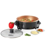 Giles & Posner EK4247 Family Multi Meal Maker/Electric Skillet, 1500 W, 32 cm Copper Non-Stick Cooking Plate, 5 Heat Settings, Detachable Thermostat, Ideal for Hot Pots, Pasta, Curries, Fajitas
