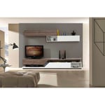 Ensemble meuble TV MOONSTONE 210cm Noyer et blanc