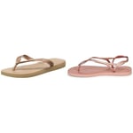 Havaianas Luna Femme, Crocus Rose, 41/42 Top Tiras, Tongs Femme, Or/Rose, 41/42