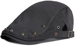 Noir Casquette Béret Plate Homme Casquette Souples Été Réglable Chapeau Irlandais Gatsby Ivy Newsboy Cabbie Cap Visière